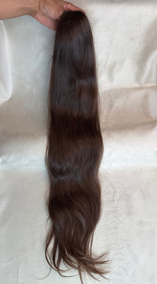 Cabelo Humano Brasileiro - Castanho Claro - Liso - 180 g | 85 cm