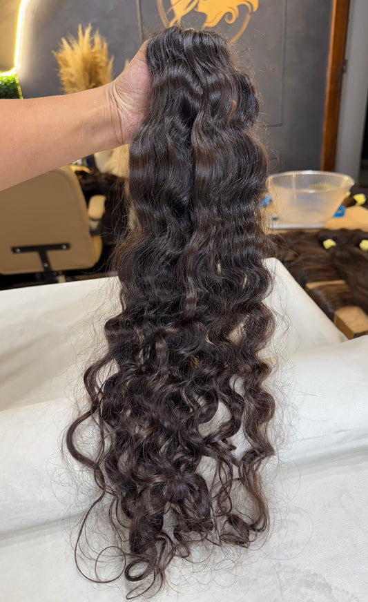 Cabelo Humano Brasileiro - Castanho - Cacheado - 53 cm | 78 g